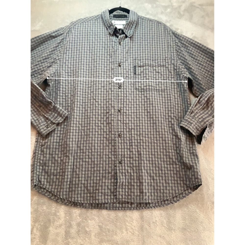 Columbia Mens XL Grey Plaid Long Sleeve Button Down Shirt Modal Blend AM7511 - Picture 5 of 7